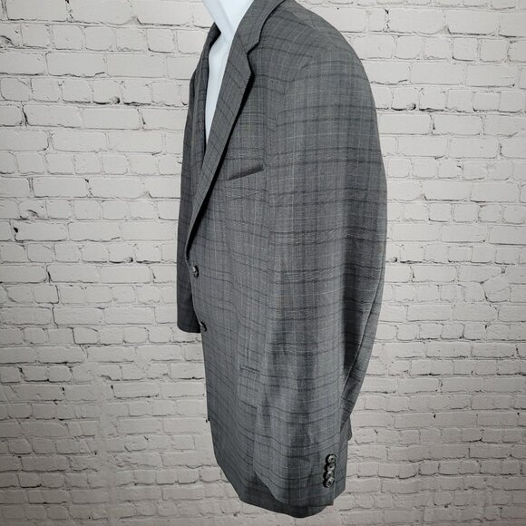 Joseph Abboud Guabello Grey 100% Wool Check Blazer Sport Coat USA Made Size 46S - Picture 16 of 16